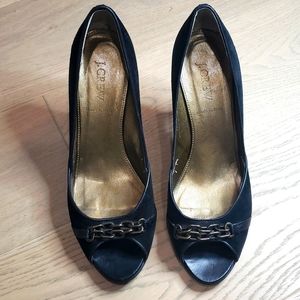 Patterned open toe pumps j. Crew